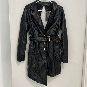 Black button down leather dress. Brand new, never worn. Size large.